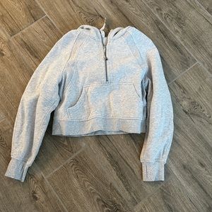 lululemon athletica Light Gray Half-Zip Cropped Hoodie